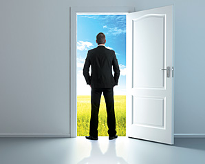 man standing in door - Copyright – Stock Photo / Register Mark